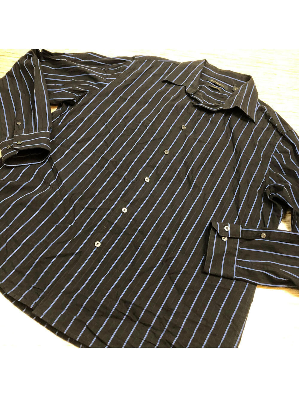1389 AXIST Mens Button Front Modern fit Shirt BLACK BLUE sz XL
